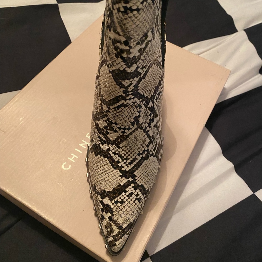 Snake print booties